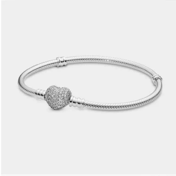 COPY - Pandora Moments Pave Heart Snake Bracelet - Picture 1 of 4